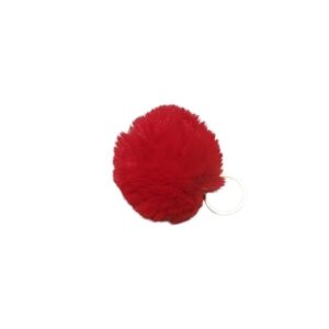 Red Fluffy Pom Pom Keychain